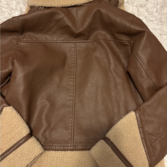 Universal Thread Jackets & Blazers - Universal Thread Brown Faux-Leather Shearling Jacket